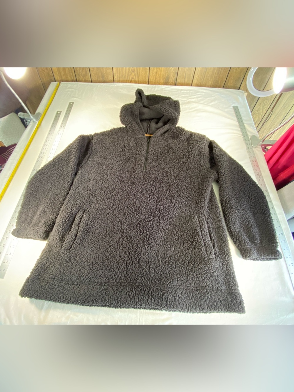 Women’s Large Black Koolaburra by Ugg 1/4 zip Hooded Sherpa Fleece Pullover